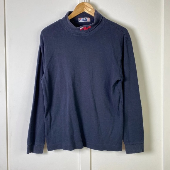 014 Original Fila Roll Neck Top Long Sleeve Blue Large - Picture 7 of 10